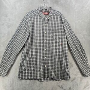 Simms Fishing Shirt Mens Large Gray Plaid Long Sleeve Button Up Nylon Blend